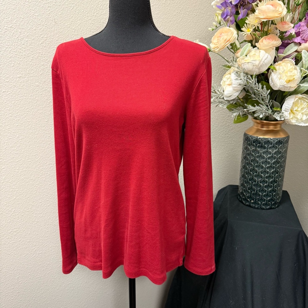 Pendleton Red Long Sleeve Knit Top Small Women’s Classic Fall Winter Shirt